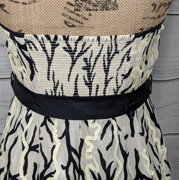 ANTHRO MOULINETTE SOEURS Sequin Cream/Black Dress - Picture 6 of 15